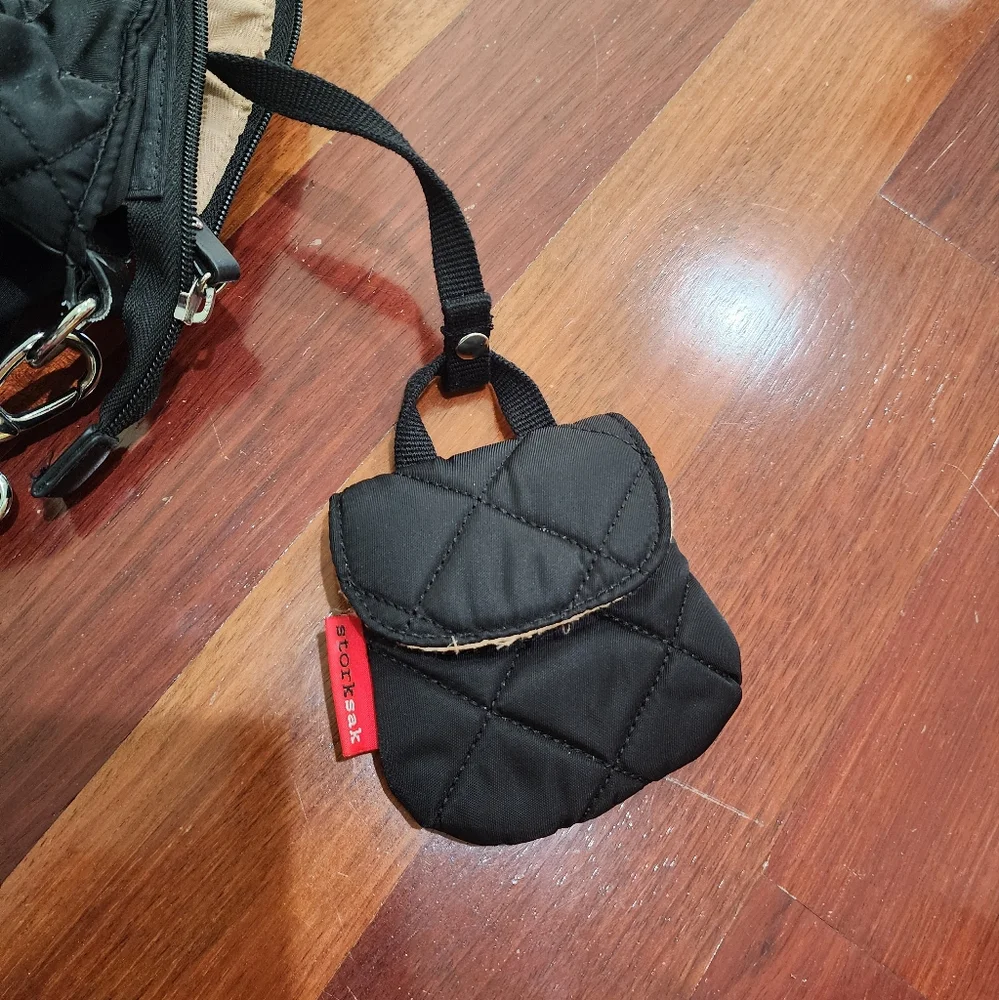 Storksak Black Quilted Baby Diaper Bag